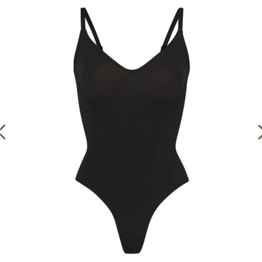 SKIMS bodysuits seamless sculpt thong bodysuit onyx black 4X/5X